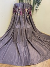 Next Purple Silk Look Plum Stone Velvet Flock Eyelet Curtains 66Wx90D Lined