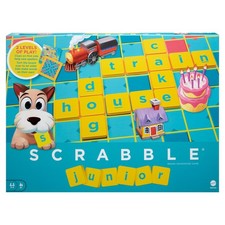 Scrabble Junior Kids Crossword Game with 2-Games-in-1, 2-Sided Game Board for...