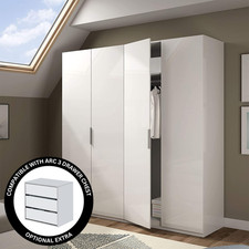 MAX White 4 Door Wardrobe 180cm + ARC 3 Drawer Chest Internal Storage Bundle