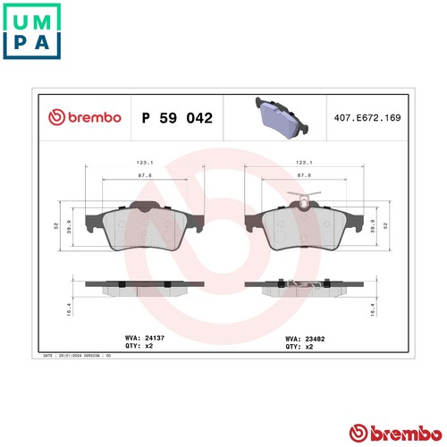 Brake pad set - brake, p