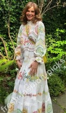 Zara Embroidered Summer Dress Maxi White Size XS 8 10 Wedding Tiered Bright New