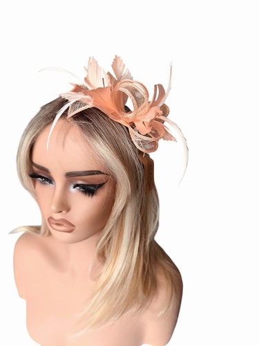 Peach fascinator for - peach, weddings