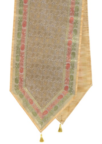 Gray cream table runner - cream, dining