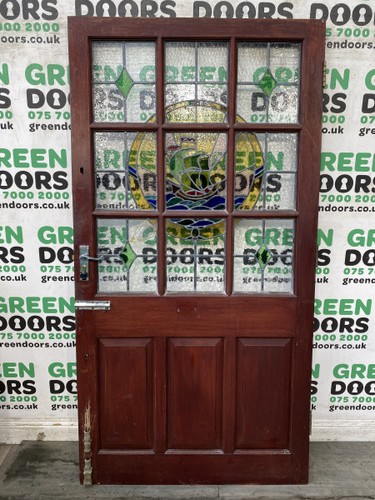 Stained glass pub door ship - stained,