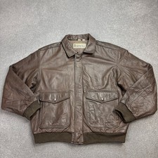 Aeropostale Leather Flying Jacket Adult X Large Brown Aviator Military USA Men