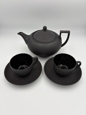 Wedgwood Black Basalt Stoneware Tea Service–England 18th-Century Revival Design