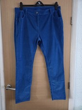 Ladies Tu Cobalt Blue Fine Corded Trousers Size 18 New Without Tags