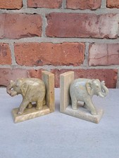Pair Vintage Carved Marble
