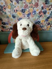 Primark white Brown Fluffy Dog Puppy Soft Toy plush
