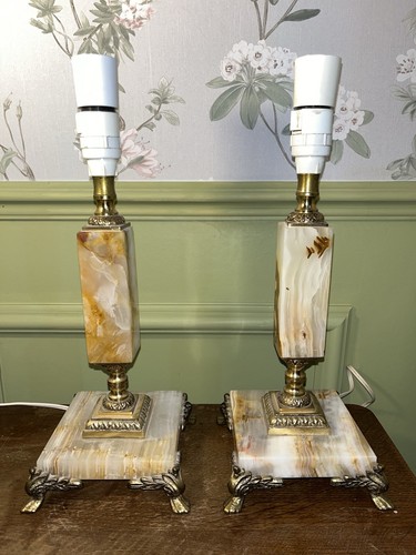 Pair vintage ornate onyx - pair, table