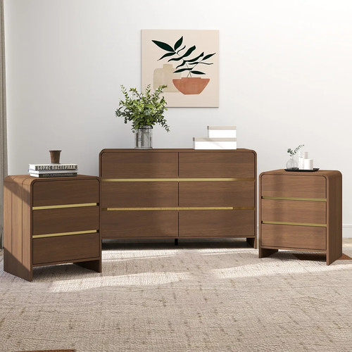 Walnut brown chest drawers - walnut, of