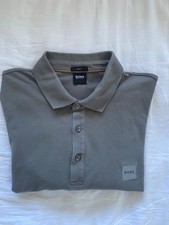 Hugo Boss Slim Fit Polo T Shirt Top Men's Long Sleeve Grey Extra Large XL