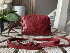 Zara Red Woven Real Leather Cross Body Bag Shoulder Bag Small