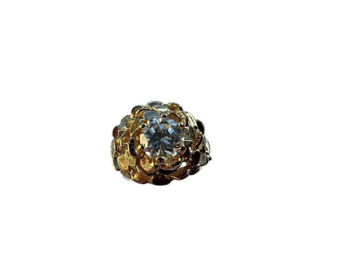 Yellow gold nugget ring - yellow,