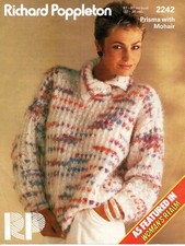 ~ Richard Poppleton Knitting Pattern For  Buttoned Polo Neck Mohair Sweater ~