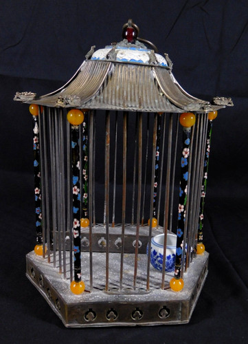 Antique chinese brass birdcage - brass,