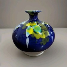 Ceramic Confetti Style Blue Bud Vase