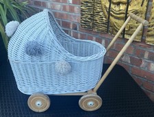Wicker wood dolls pushchair - wicker, &