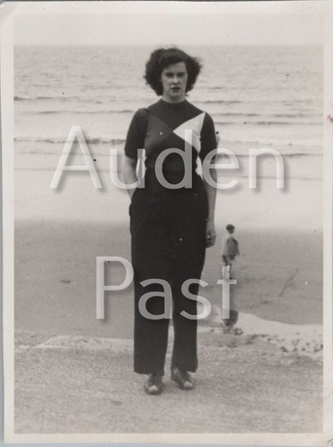 Woman beach barmouth - on,