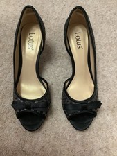 BNWOB - Ladies Lotus beautiful Heeled Black and Pewter Peep Toe Shoes - Size 6.
