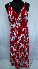 H&M Red Floral Sleeveless Pleated Dress Size S