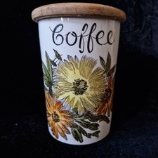Vintage Crown Devon Lidded Coffee Storage Canister "Fieldings"