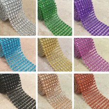 Diamante Diamond Ribbon Mesh Cake Trim Wrap Bling Wedding Craft Crystal 8 Row 1M