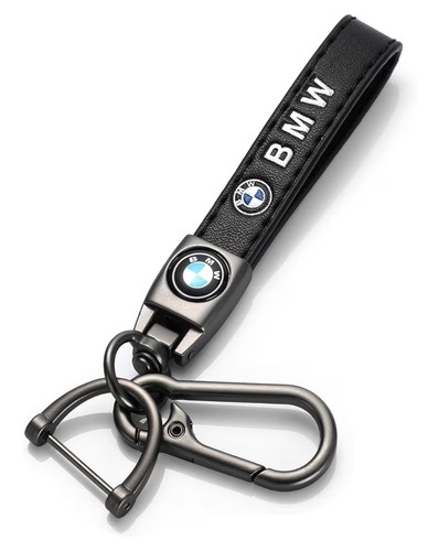 Bmw black leather keychain set - black,