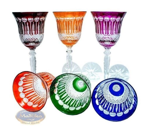 Coloured crystal wine glasses