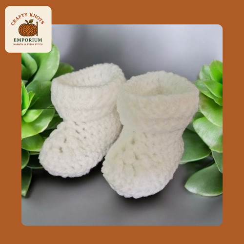 White crochet baby - baby, booties