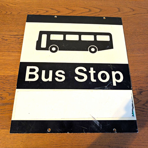 Retro bus stop sign - stop, sign/plate