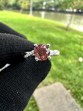 Pink Tourmaline Woman Ring 925 Silver October Birthstone 