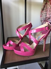 Jimmy Choo Heels Fuschia Leather Size 39/5.5 Excellent Condition