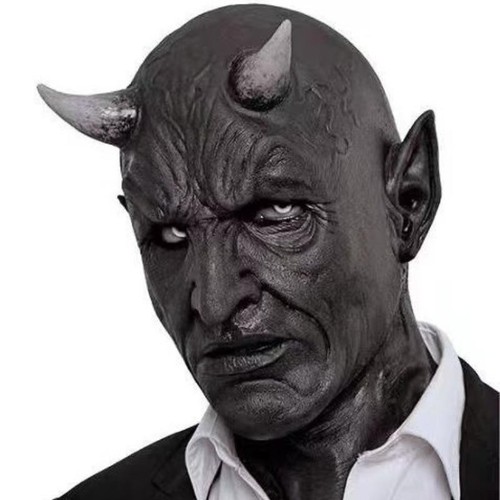 Black horned devil halloween - black,