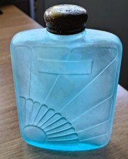 1930's Dubarry Blue Opaque Powder Flask In The Sunburst Design 95yrs Old Bottle