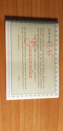 Rolex guarante booklet - rolex,