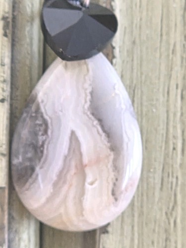 Agate heart necklace - heart, black