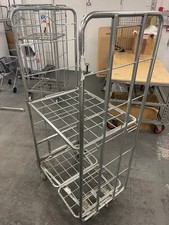 Warehouse Roll Cage Roller Retail Trolley Two Sided Open Steel Adjustable Shelf