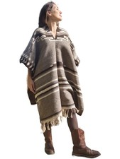 Vintage Peruvian Poncho with Fringe, Large Woven Aztec Blanket, Native Peru