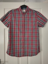 Men's Cedar Wood State short sleeved  blue red & white check shirt size M