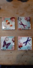Vintage Ceramic Butterfly Coasters X 4  In Box