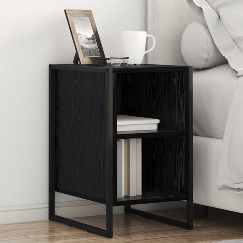 Bedside table black - table, oak