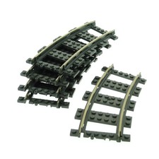 5x Lego Electric Rail Metal 9V Curve Old-Dark Gray Track Railway 2867