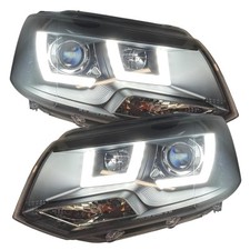 Black LED DRL Headlights Pair
