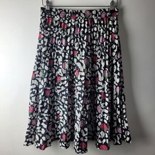 Lily and Lionel Size M Black Leopard Floral Midi Pleated Skirt Casual Party