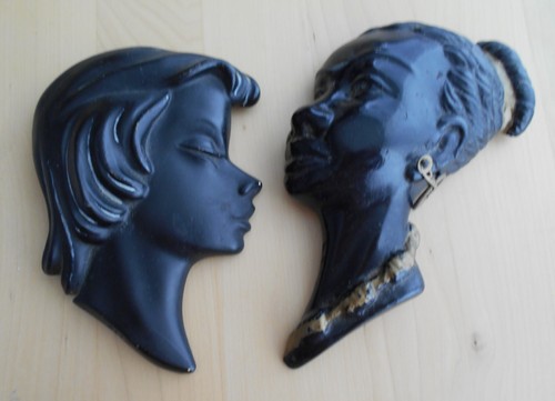 C1950s black chalkware - 2x,