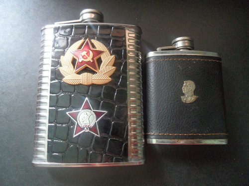 Vintage soviet 6oz metal flask - vintage,