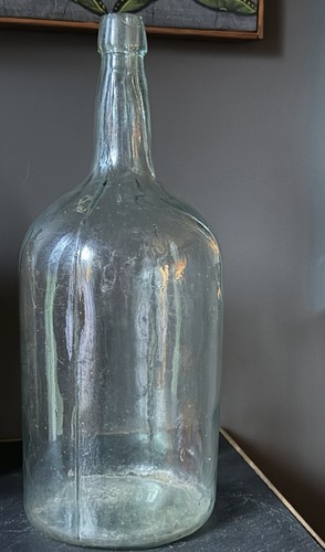 Antique aqua glass demijohn - antique,