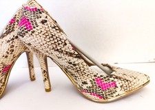 Qupid Mixi-54A Fuschia Beige Snakeskin High Heel Pump SIZE 6.5 NEW IN BOX