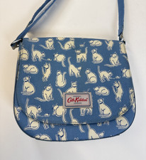 Cath Kidston Crossbody Bag Blue White Cat Theme Saddle Shoulder Bag